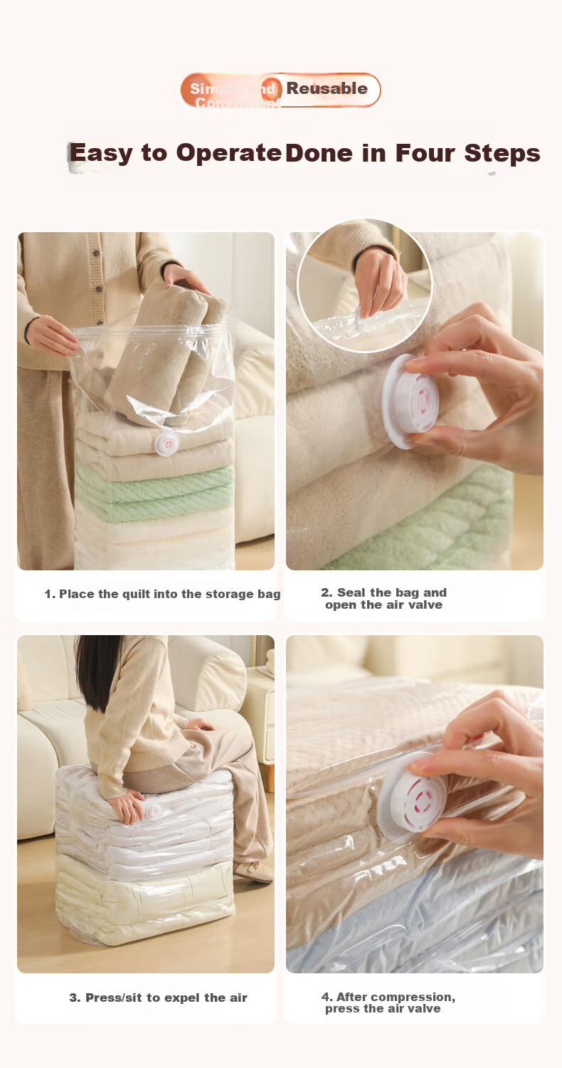 Bonny Home 3D Vacuum Compression Bags for Bedding and Clothing, Large Size, Pack of 3 12