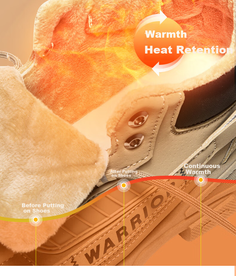 Warrior Men's Martin Boots Winter High-Top Outdoor Warm Work Hiking Shoes 0714 Khaki Black Size 40 7