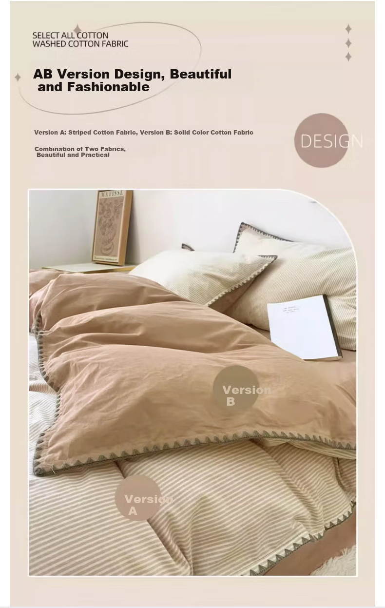 MUJI 100% Cotton Shell Embroidered Printed 4-Piece Bedding Set 200x230cm 3