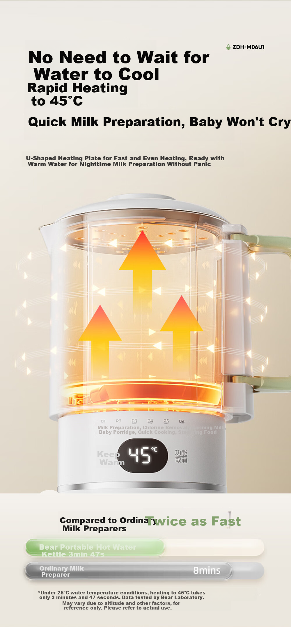 Bear Portable Thermos Cup Temperature Control Kettle Portable Electric Kettle Foldable Electric Kettle 0.6L 9