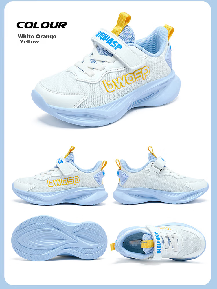 Bumblebee Kids Shoes 2026 Spring Boys Sports Shoes Girls Running Shoes D112531683 White Orange Yellow Size 42 11