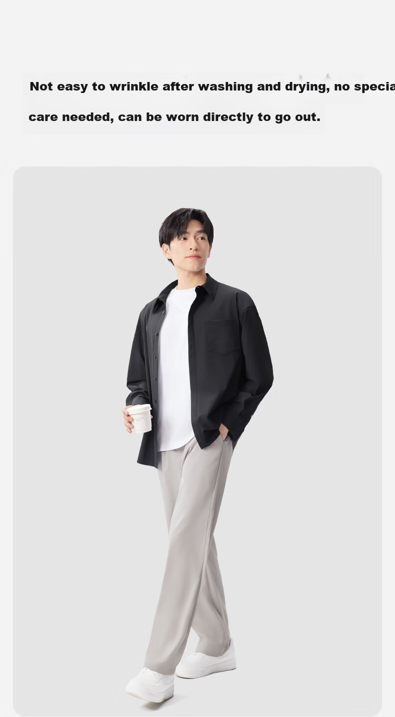 Onoko Loose Fit Sun Protection Shirt Men Long Sleeve Summer White Ice Silk Jacket UV Protection Sports Sunblock Clothing 7