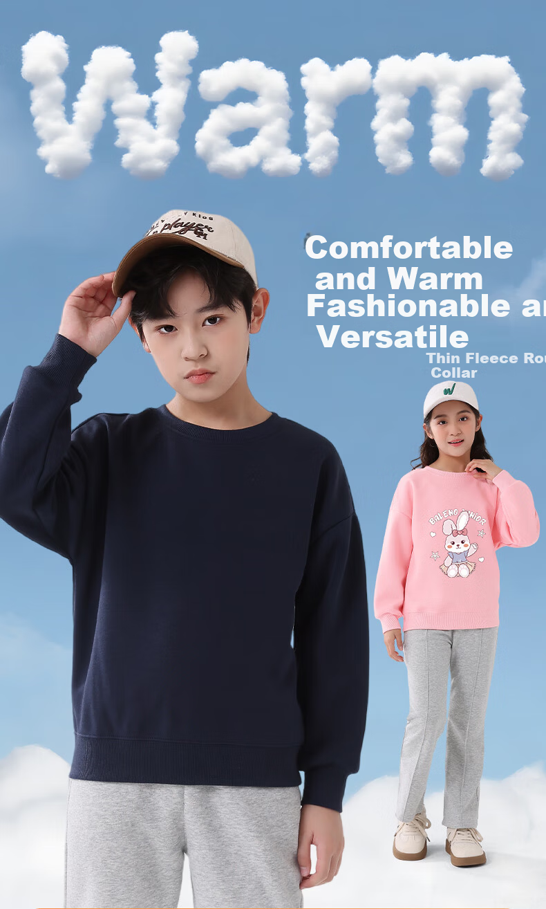 Baleno Girls' Sweatshirt Autumn Winter 2025 Cartoon Cute Crew Neck Warm Base Layer Top for Kids 1