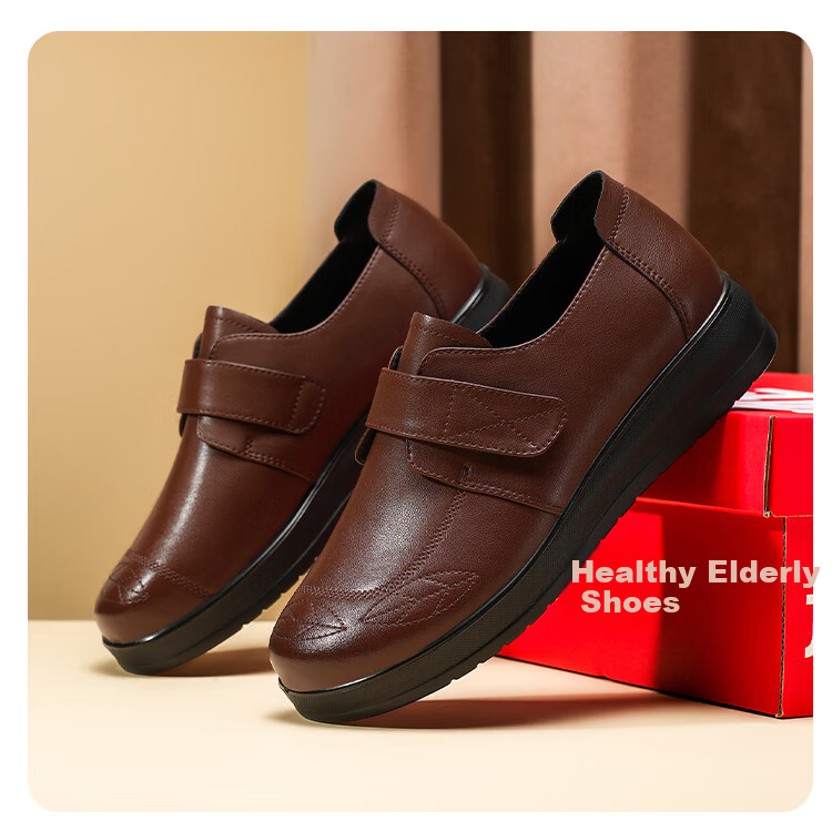 Zulijian Elderly Shoes 2026 Summer Women's Breathable Casual Leather Slip-On Flat Shoes for Moms 6164K Black Size 39 4
