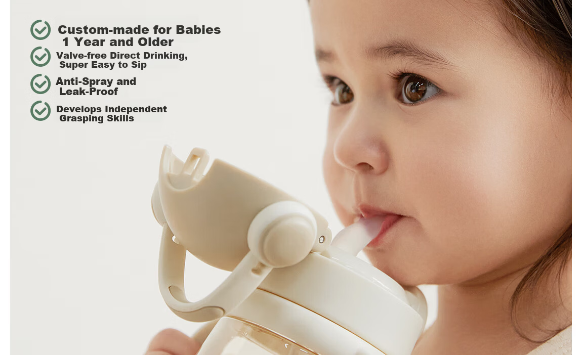 BEIE Musician Children's Straw Cup 1-3 Years Baby Water Cup Milk Bottle Infant Direct Drinking PPSU Training Cup 2