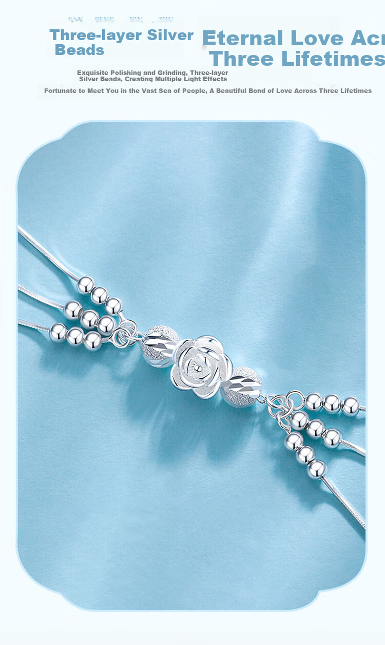 ALLOVE Three Lives Three Worlds Pure Silver Bracelet Women's 2026 New Birthday 520 Valentine's Day Gift for Girlfriend Wife 6