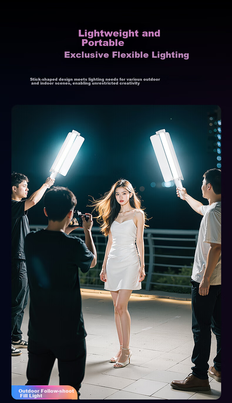 Kerunle RGB Handheld LED Full-Color Fill Light Stick Portable Adjustable Color Temperature Professional Video Photography Soft Light Outdoor Night Scene Light Stick 3