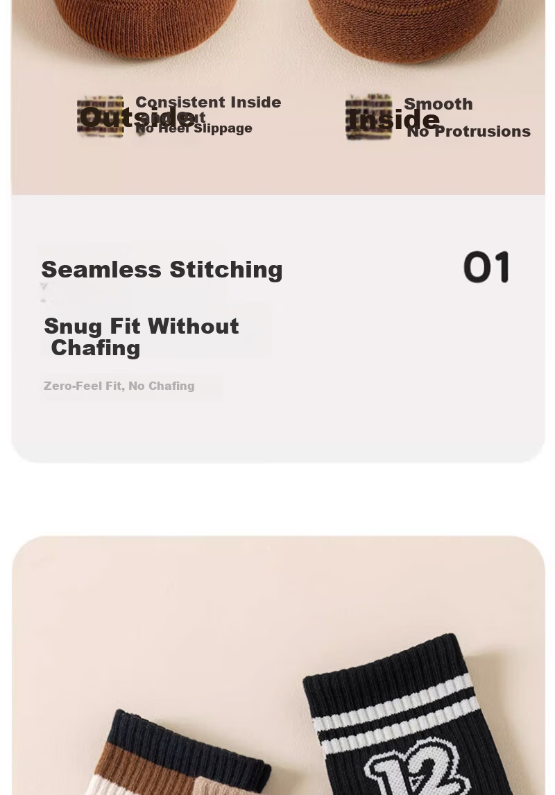 Mianmanman Kids Socks 100% Cotton Boys Mid-Calf Student Trendy Sports Style Spring Autumn 6 Pairs 6