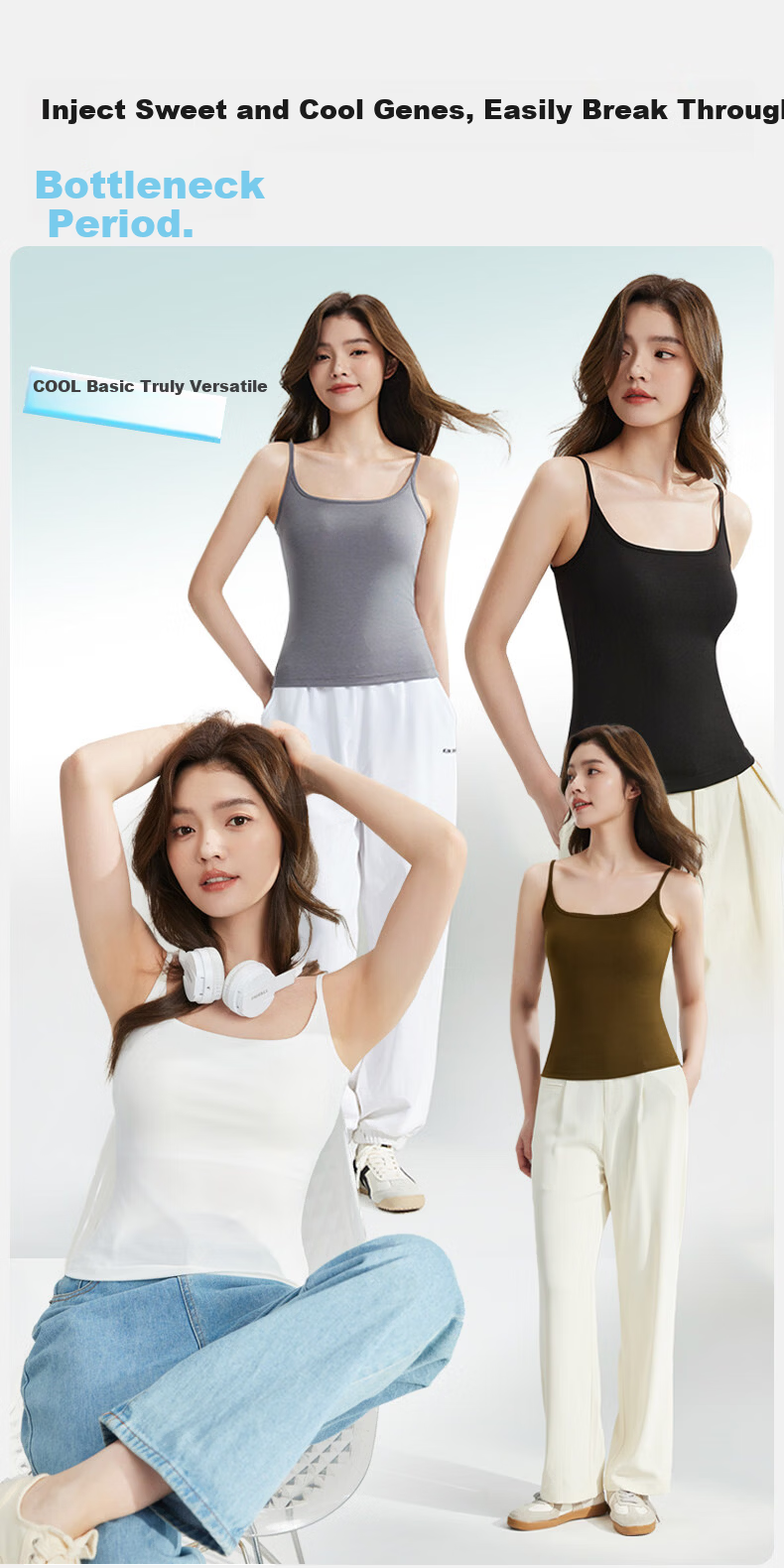 MiiOW Modal Camisole for Women with Built-In Bra Pads, Thin Straps, Suitable for Outer Wear Or Layering, Covers Side Boob, Can Be Worn As Outerwear, White 11