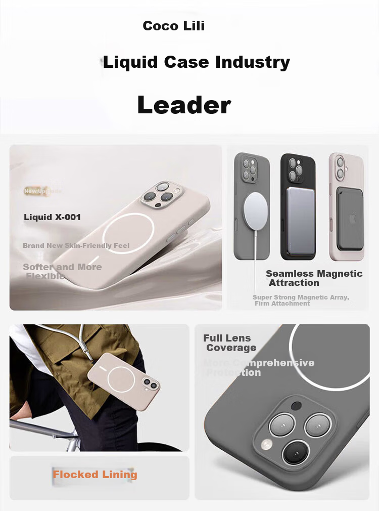 Cocolily Compatible with iPhone 17 Case, Full-Coverage Ultra-Thin Skin-Feel Liquid Silicone Magsafe Magnetic Charging Shockproof Simple Unisex, Graphite Black 2