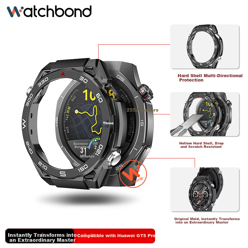 Watchbond Huawei Watch GT5 Pro Protective Case Ultimate Mountain Riding Hollow Half-Frame Hard Shell Shockproof Cover