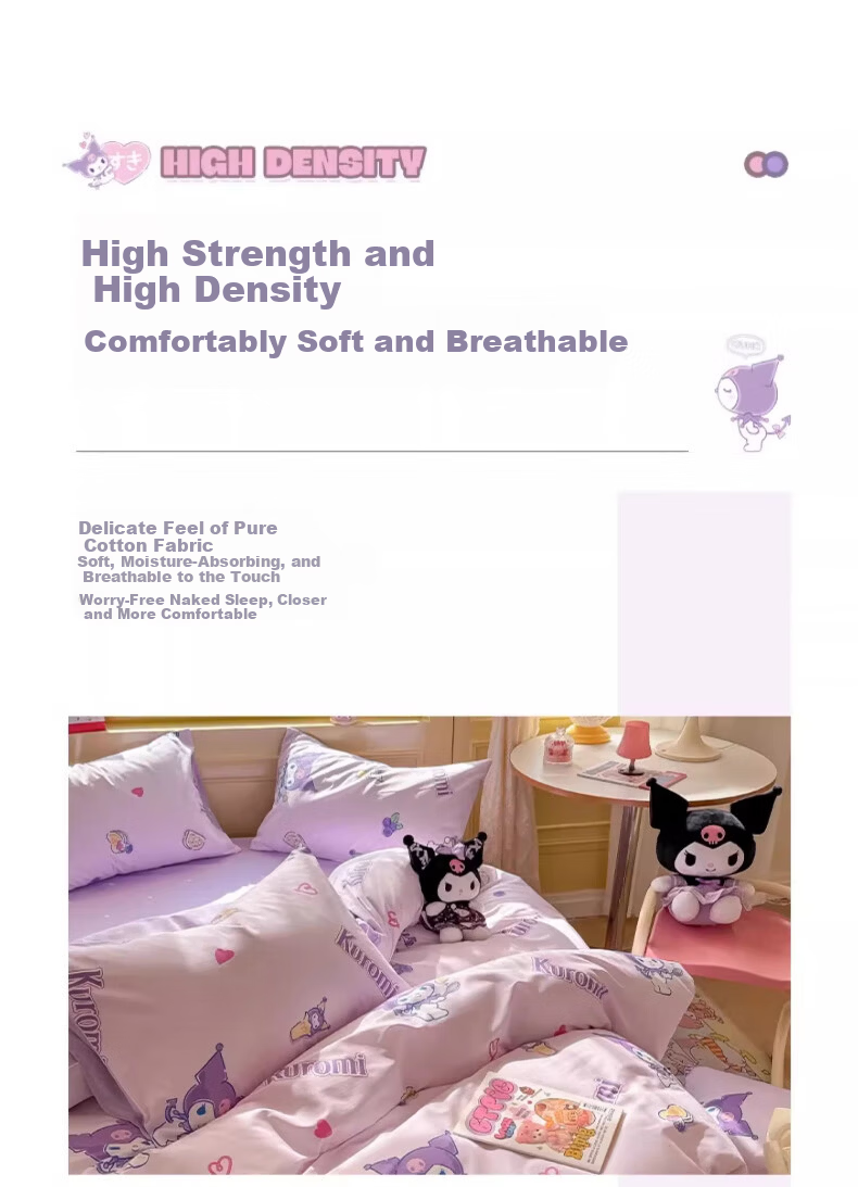 MUJI 100% Cotton Four-Piece Bedding Set Pure Cotton Children's Cartoon Duvet Cover 200x230cm for 1.5/1.8m Bed 8