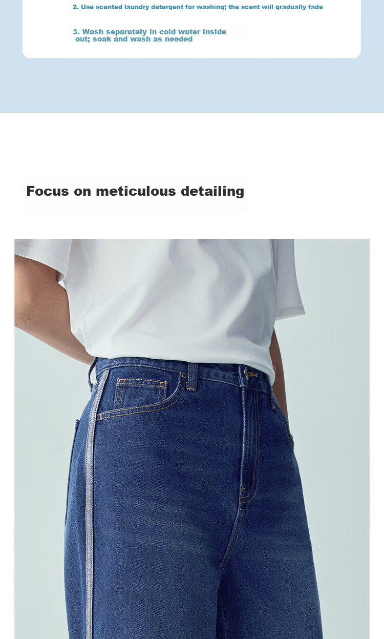 Giordano 2026 Summer New Cat Whisker Color-Block Side Mid-Rise Straight-Leg Cropped Jeans for Women 13426336 8