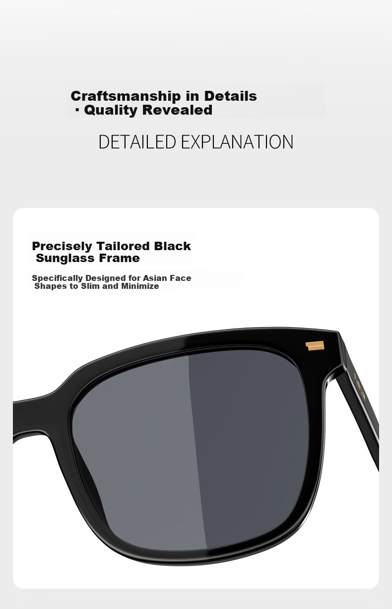 PARZIN Polarized Sunglasses Women [Zhou Ye Same Style] Black Oversized Square Face Slimming Glasses UV Protection Driving Sunglasses Men Gift 9