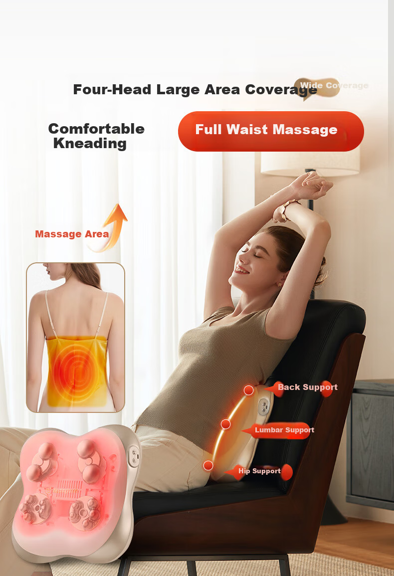 Westinghouse American Westinghouse [Mid-Autumn Festival Gift] BX6-C Waist Massager Shoulder Neck Lumbar Back Massage Device Massage Cushion Office Full Body Pillow for Elders 6