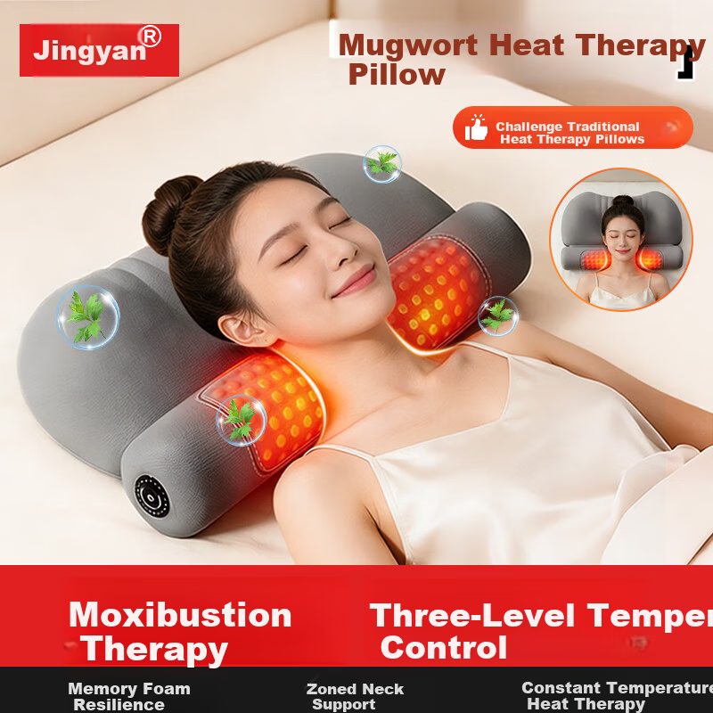 Jingyan Memory Foam Pillow Adult Sleep Aid Neck Support Cervical Pillow for Cervical Spondylosis Deep Sleep Mugwort Heat Therapy Cervical Pillow
