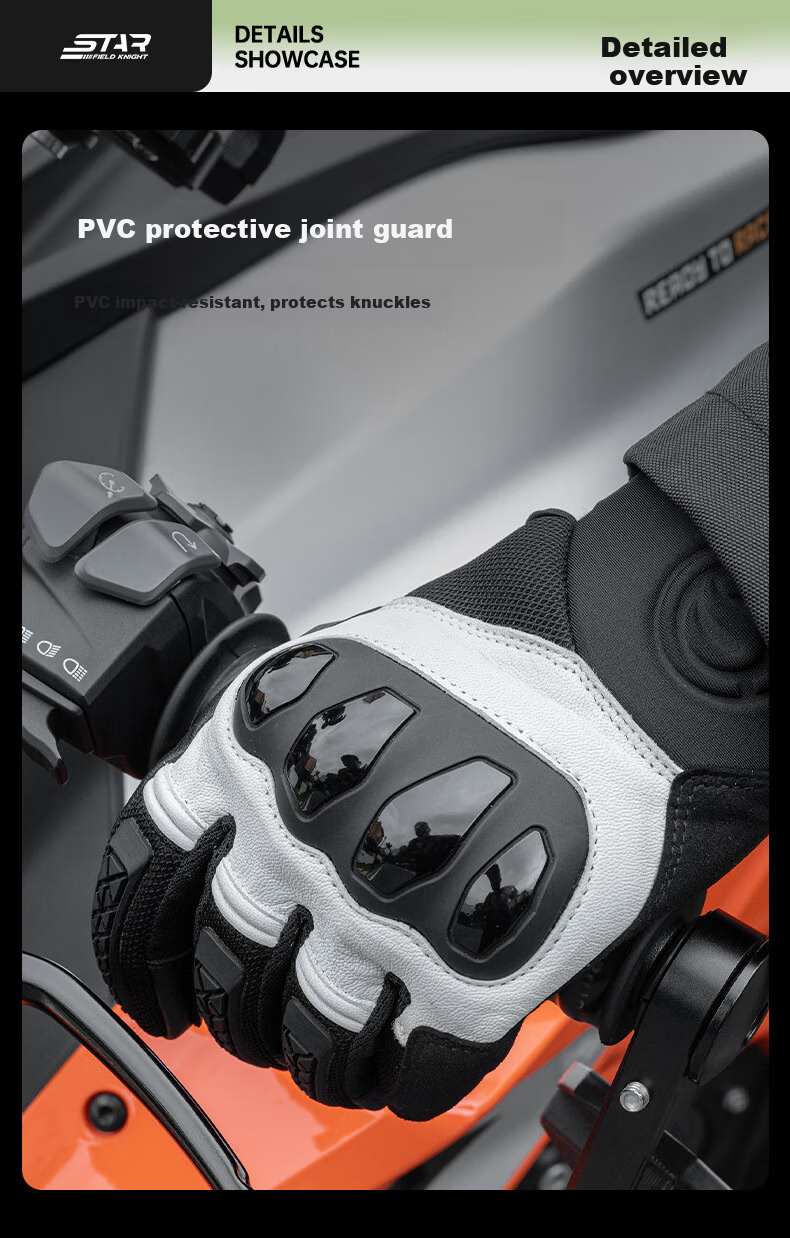 STAR FIELD KNIGHT Motorcycle Riding Gloves Spring Summer Racing Silicone Non-Slip Wear-Resistant Gloves Riding Gear Black Size M 4