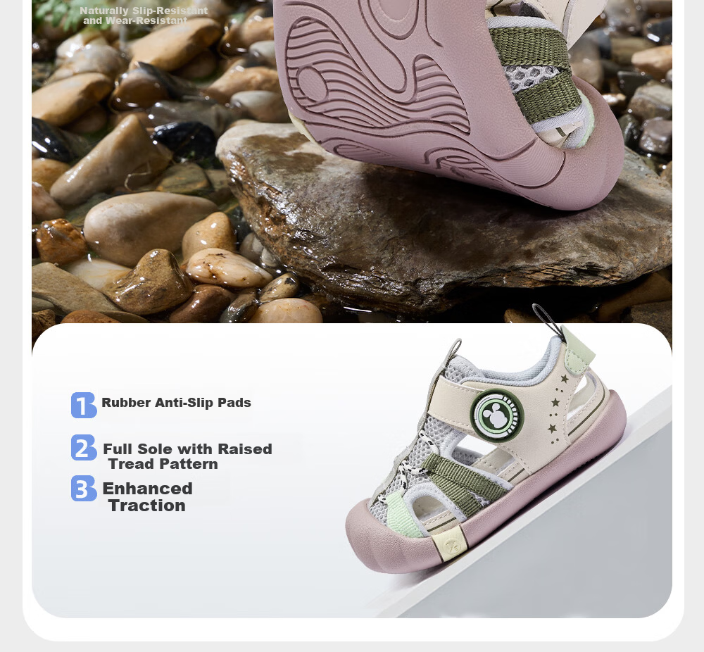 BOBDOG Kids Summer Breathable Soft Sole Non-Slip Toddler Walking Shoes Children's Sandals Gray Pink Size 20 10