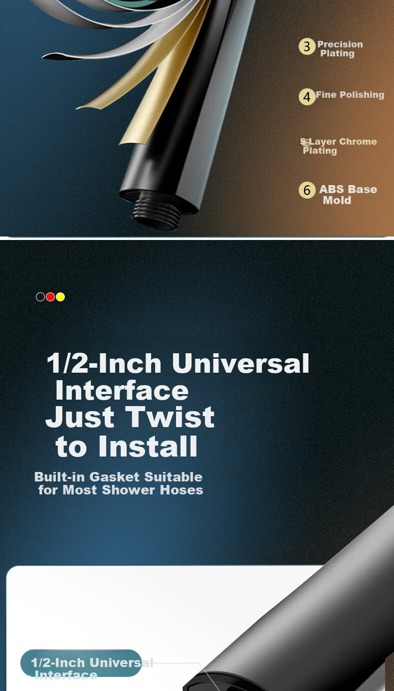 HOMK German Shower Head Bathroom Shower Head High Pressure Single Head Shower Sprayer 13