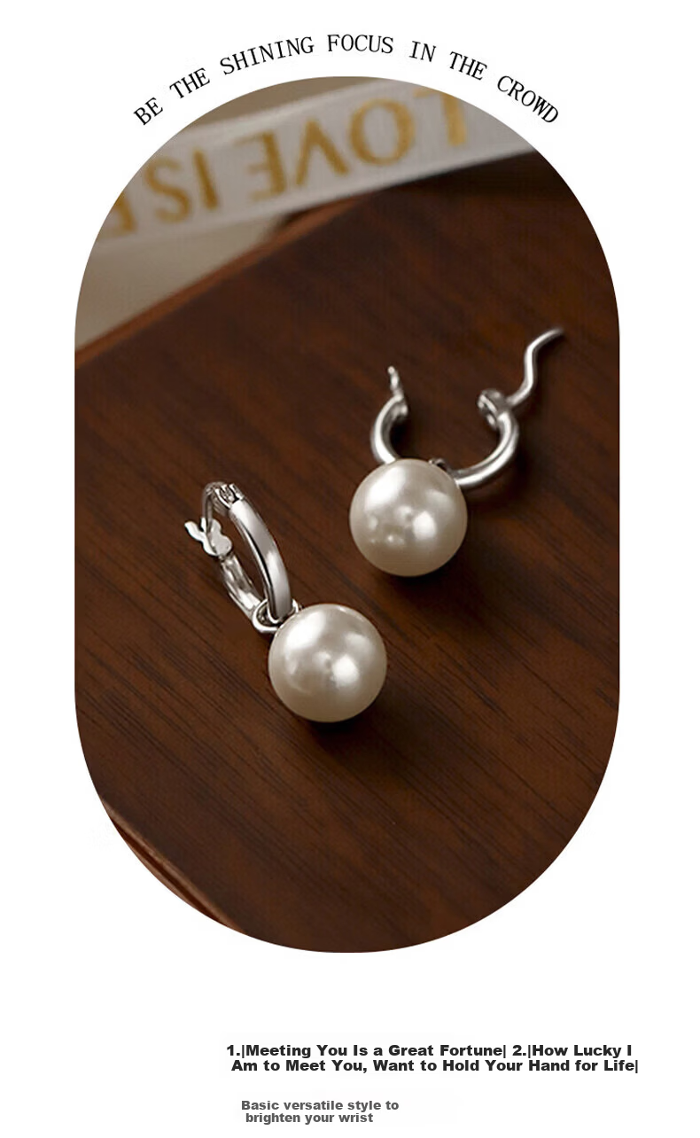Chow Tai Fook [1000+ Stores] Shijia Pearl Silver Earrings Women's Light Luxury High-End Stud Earrings 520 Gift for Girlfriend 7