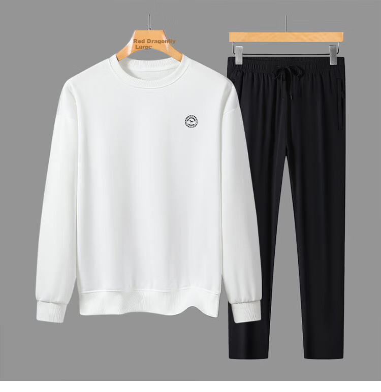 RED DRAGONFLY Men's Sports Casual Comfortable Versatile Simple Crew Neck Sweatshirt and Pants Set Dark Gray XL 12