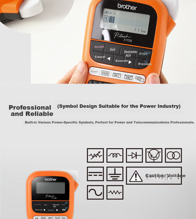 Brother PT-E115B Label Printer (TZe Tape 3.5-12mm for Electrical and Telecommunications Industry) 11