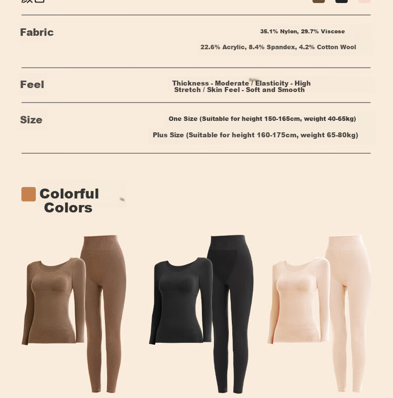 GRACEWELL Women's Thermal Wool Underwear Set Slim Fit Autumn Winter Body Shaping Long Johns Black Gray L 24