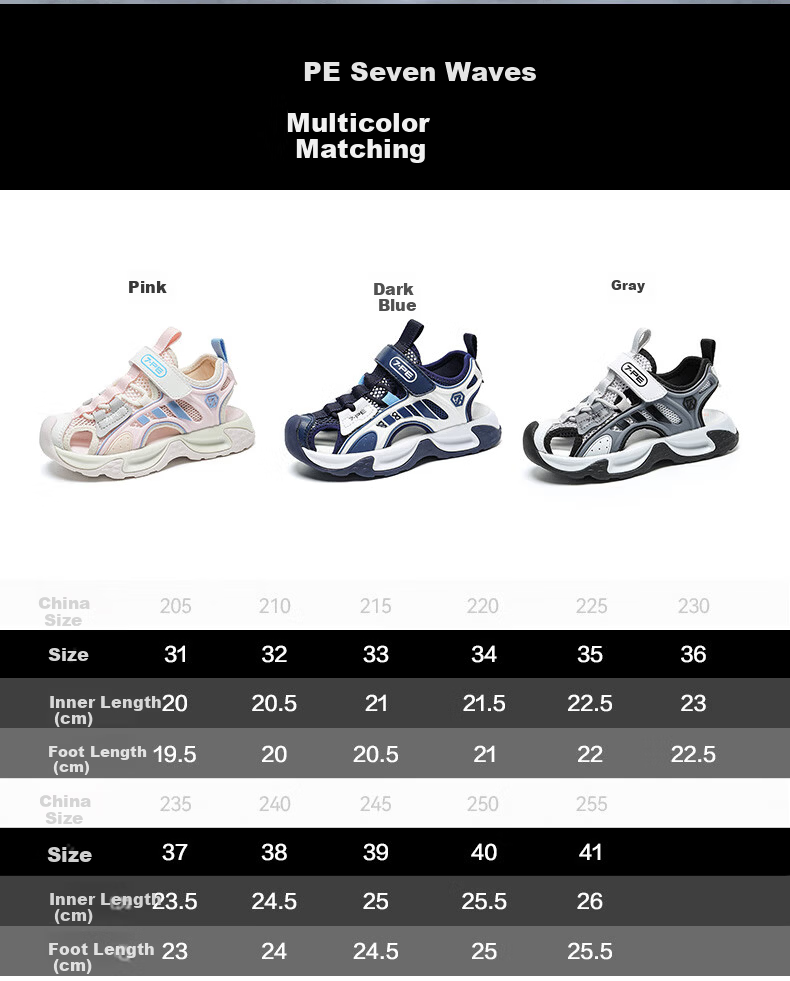 7-PE Boys' Sandals 2026 Summer New Closed-Toe Anti-Collision Sports Beach Breathable Kids' Shoes for Older Children 2