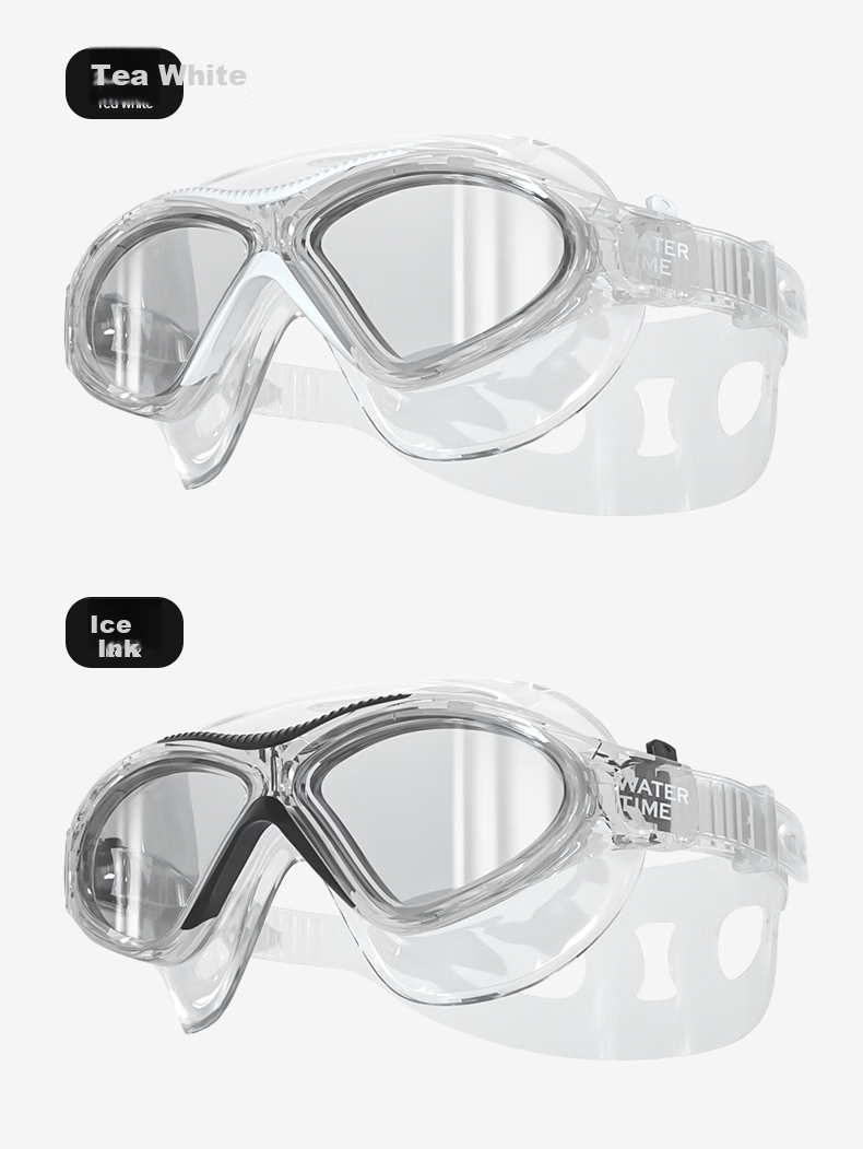 WATERTIME Anti-Fog Large Frame Swimming Goggles for Men and Women, High-End Adult Swim Goggles, HD Waterproof Diving Glasses, Professional Equipment, Ice Ink 9