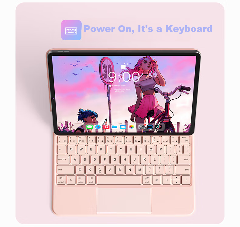 B.O.W Hangshi HA354 2025 New iPad Magic Keyboard Compatible with 11th Gen Apple Air 7/6 Magnetic Floating Protective Case Five-Level Backlight Integrated Black 5