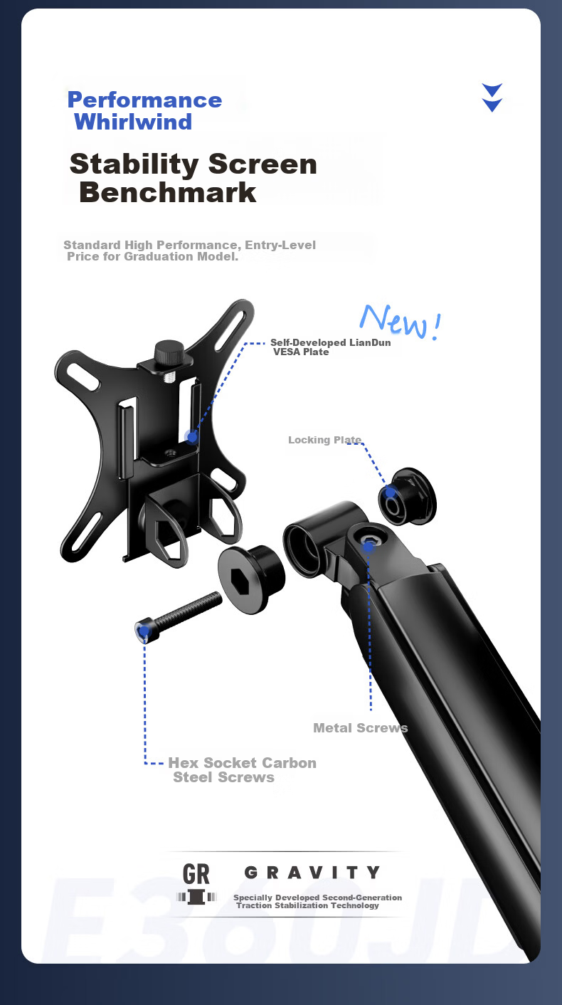 Brateck Beihu Monitor Arm Mechanical Arm Computer Stand Desktop Clamp Base Screen Riser Height Adjustable 17-32 Inch E360 Compatible with Zoway E350 Upgrade 12