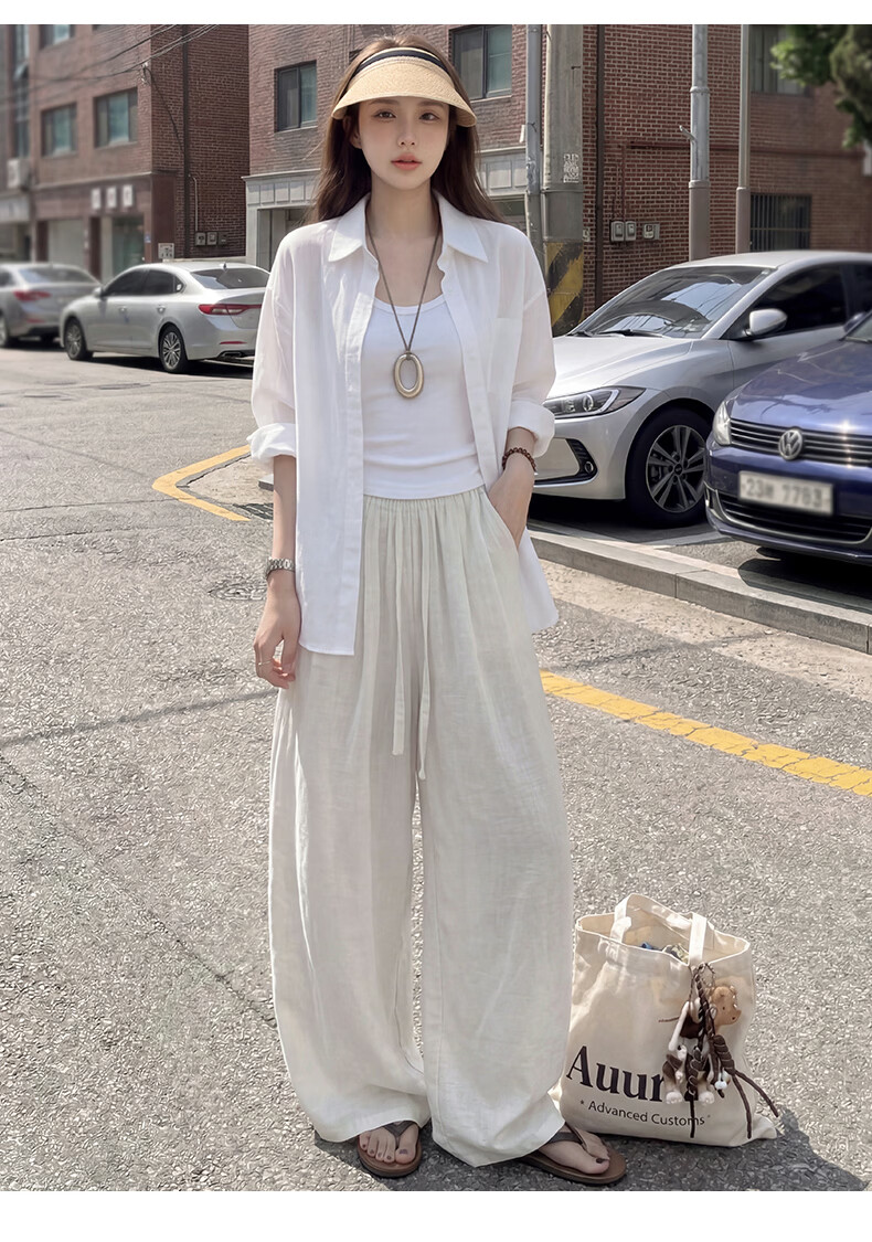Xueqiman Linen Curved Blade Pants Women Summer Thin Pants 2026 New Ice Silk Draped Balloon Tencel Casual Pants Women 18