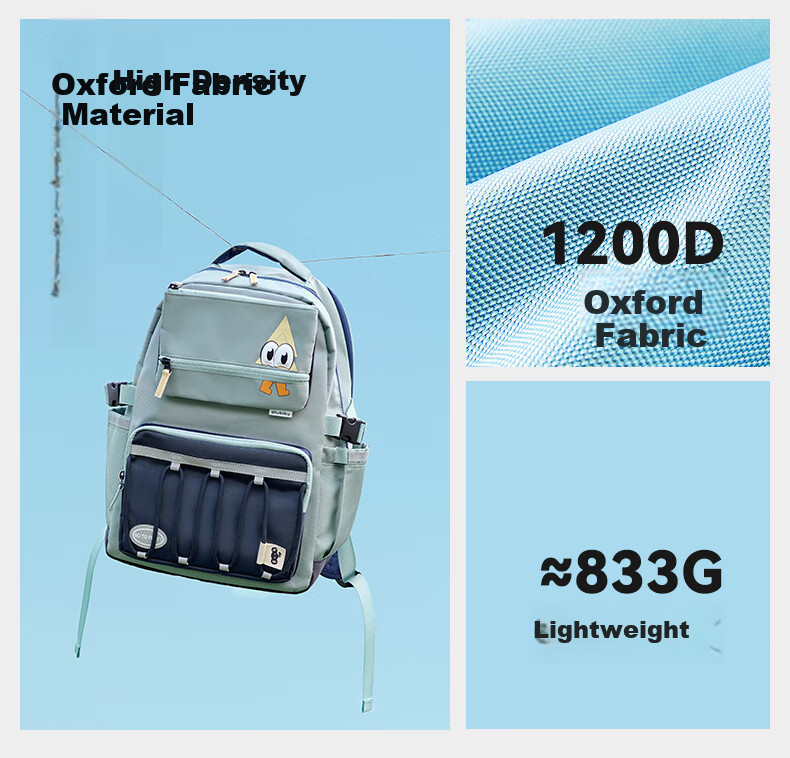 SHUKIKU Fun Look Children's Ergonomic Backpack Primary School Ultra-Lightweight Load-Reducing Double Shoulder Bag Gift Box Blue-Green M 8
