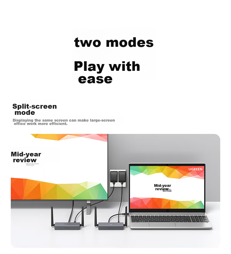 UGREEN HDMI Wireless Screen Mirroring Device, High-Definition Conference Sharing Tool, Compatible with Laptops And Desktop Computers for Connecting to TVs, Monitors, And Projectors, Point-To 200-Meter Transmission Device 60200 16