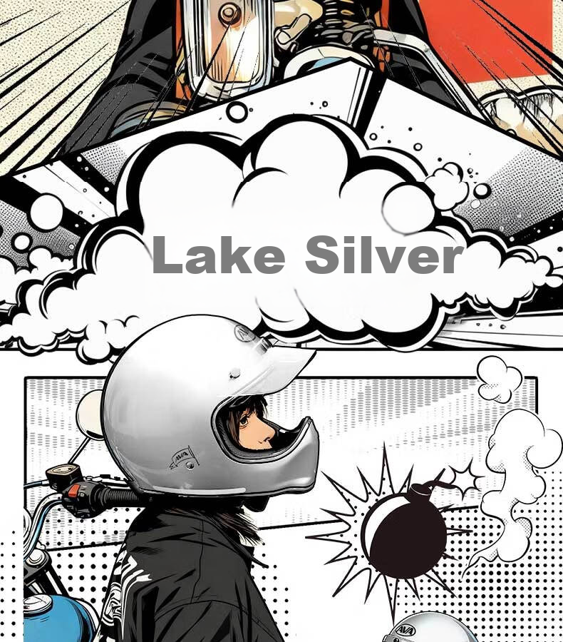 AVA Ranger Motorcycle Retro Full Face Cruiser Helmet Small Shell Off-Road Helmet Unisex Lake Silver M 16