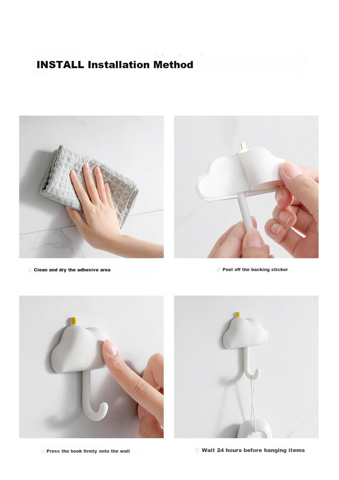 Set of 4 Morandi Suction Cup Hooks, No-Drill Strong Load-Bearing Removable Adhesive Towel Rack Hooks for Kitchen and Bathroom 10