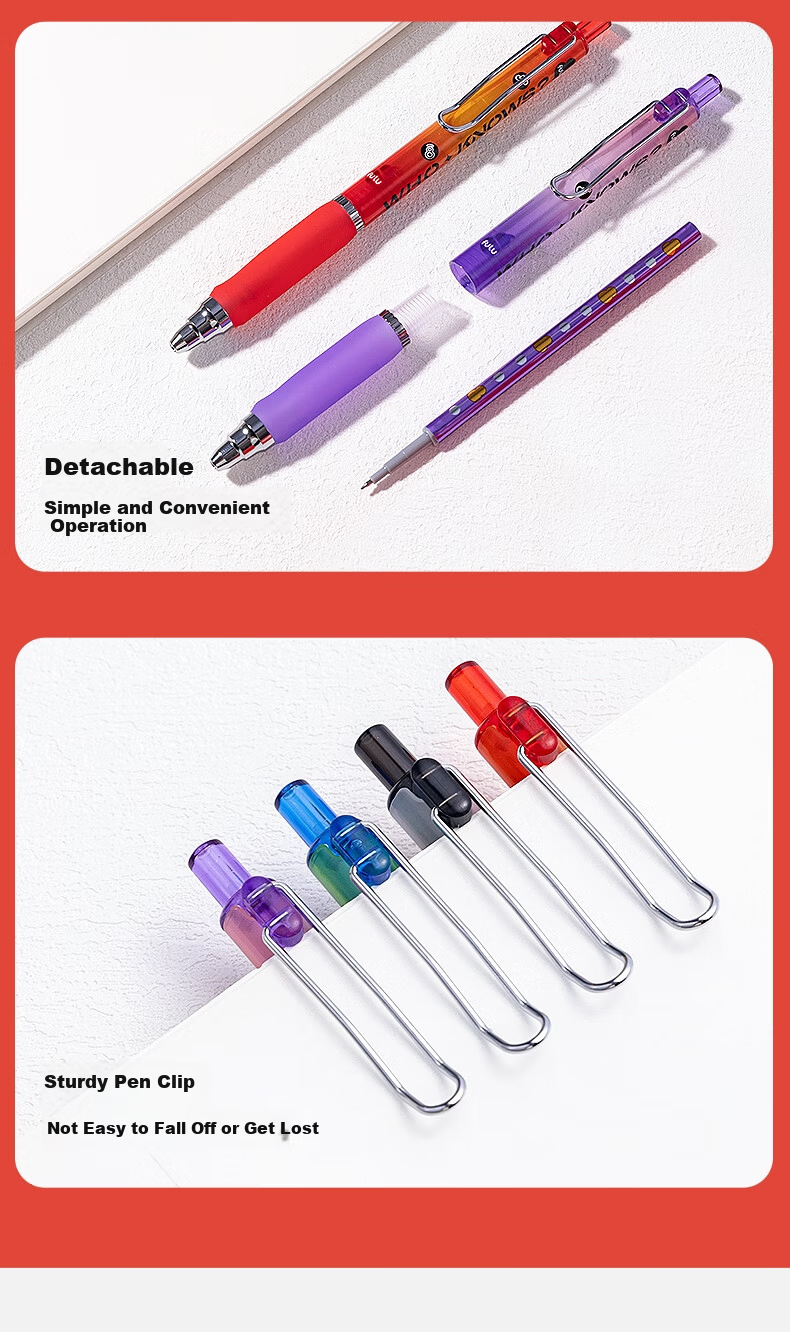 Deli Gourd Shaped Quick-Dry Retractable Gel Pen 0.5mm Dual Ballpoint ST Tip Student Exam Pen Set (1 Pen + 1 Bracelet) Random Color SA704 10
