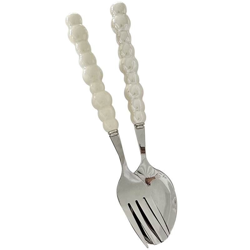 Corn 304 Stainless Steel Pearl Long Handle Spoon High-Value Internet Celebrity Stainless Steel Household Handle Spoon Dessert Spoon
