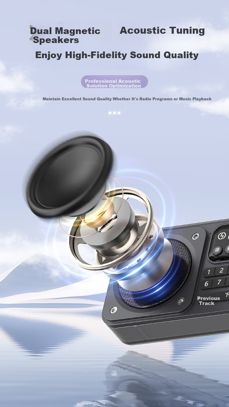 Newmine N123 Portable Mini Semiconductor Multifunction Radio Player for Elderly with Card Slot Rechargeable Bluetooth Speaker Blue 4