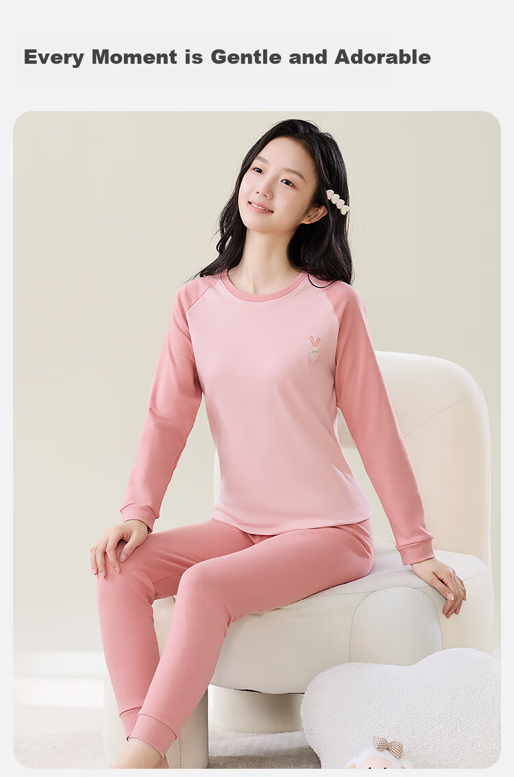 MiiOW Girls Autumn Thermal Underwear Set High School Student Teen A-Class Pure Cotton Warm Base Layer 13