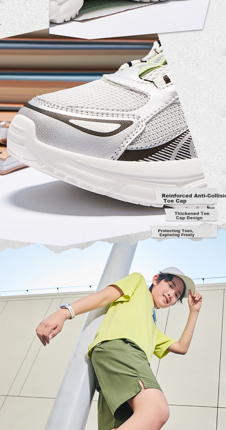 ERKE Kids Casual Dad Shoes Boys and Girls Children's Knob Sports Shoes Microcrystalline White/Silver Size 33 4