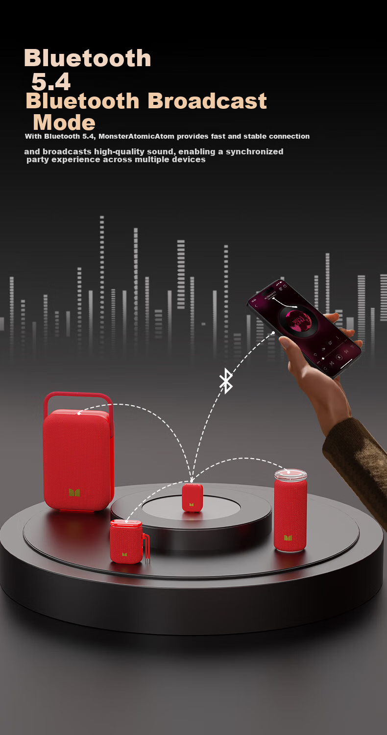 Monster M17 Wireless Bluetooth Speaker Mini Portable Outdoor Music Sound System Subwoofer IPX5 Waterproof Mini Speaker Home Theater Gem Red 3