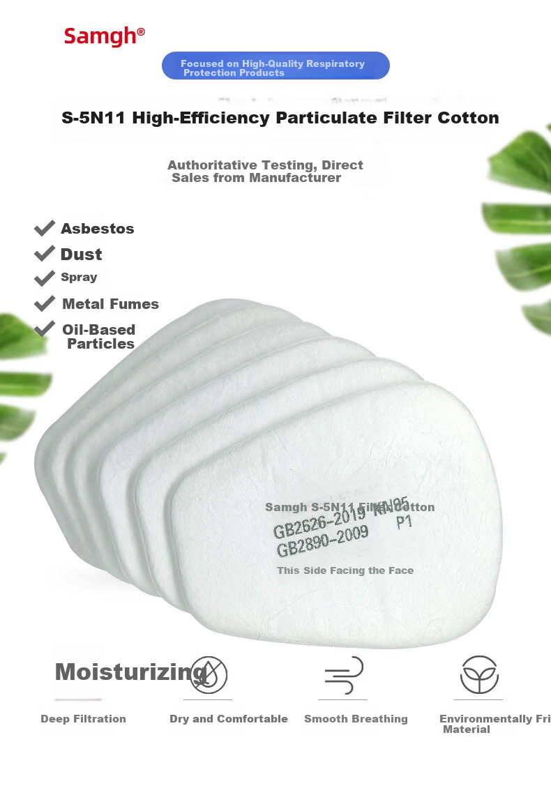 Sanhu 5N11 Filter Cotton Gas Mask Filter Box KN95 Dustproof Pre-filter Particle Filter White M 1