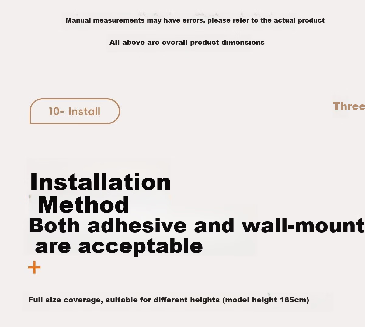 Millennium Huafu Self-Adhesive Wall Mirror Full-Length Bedroom Makeup Hanging Dressing Mirror 40*120cm 23