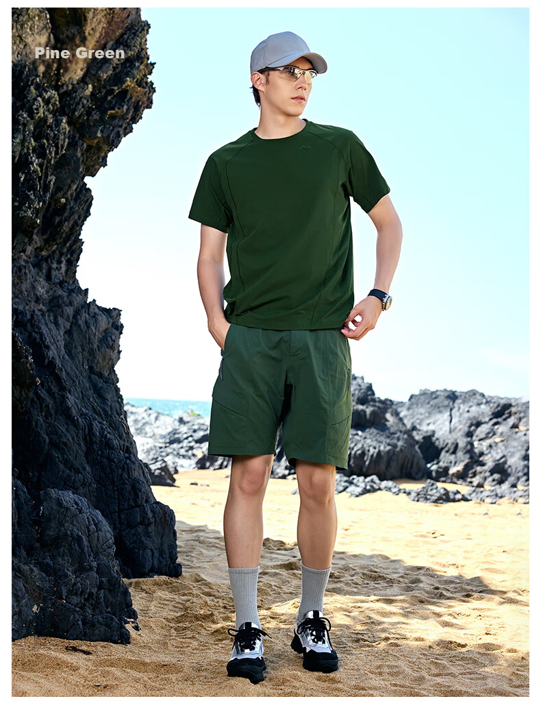 Kolumb Outdoor T-Shirt Couple Summer Breathable Polyester Cotton Blend Crew Neck Short Sleeve Sports Quick-Dry T-Shirt Qingguo Yellow XL 16