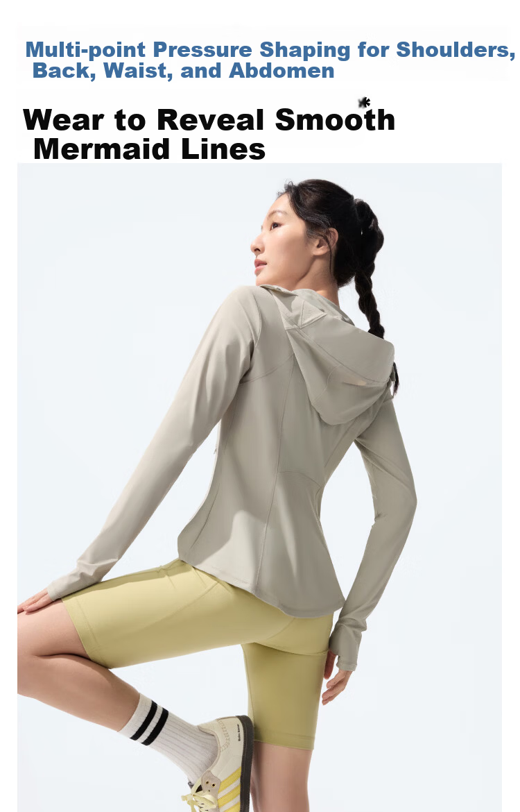 Beneunder Cooling Slim Fit Sports Sun Protection Jacket for Women AL90024 Outdoor UV Protection Breathable Quick-Dry Cold Tea Gray S 15