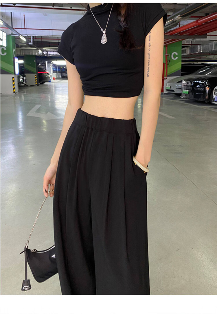 Free Style Khaki Wide-Leg Pants for Women Summer Lightweight Draped Loose Lazy Style New Chinese Linen Ice Silk Casual Yamamoto Pants 18