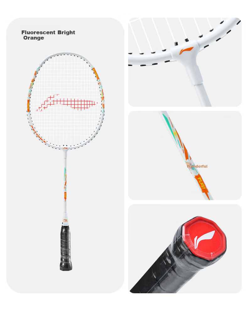 LI-NING Thunder Series Badminton Racket Family Set for Children and Youth Blue/Green Pre-Strung 8