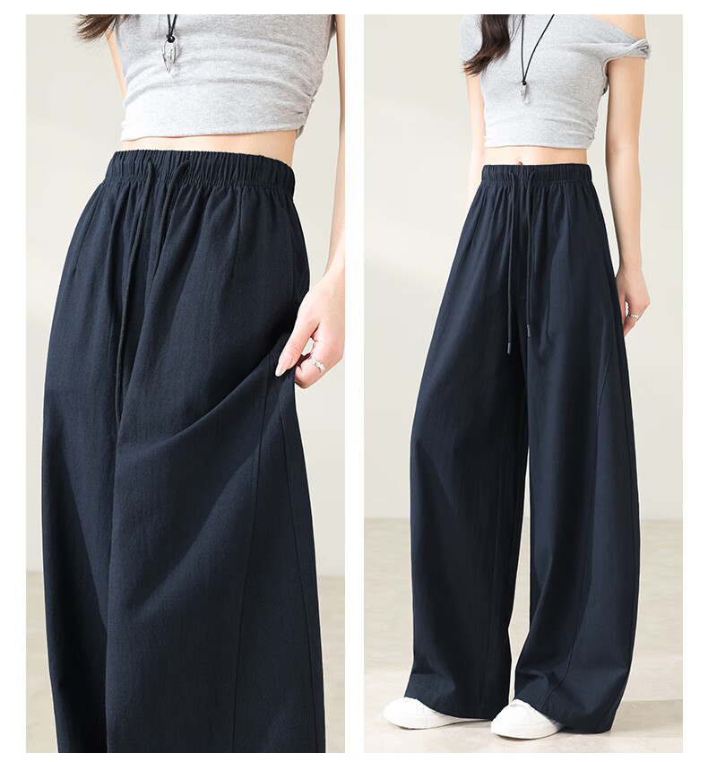 Langsha Women's Summer Wide-Leg Pants Thin High-Waist Slim Casual Loose Tencel Lyocell Straight-Leg Pants 29