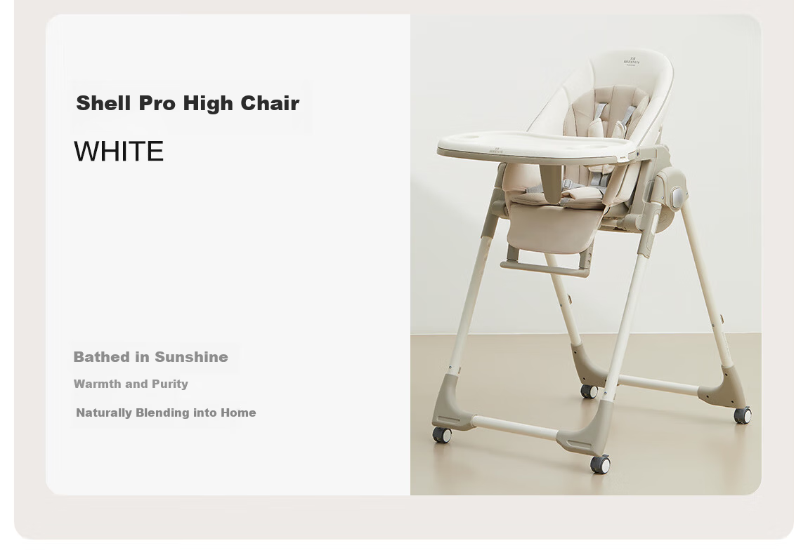 BEIE Baby High Chair Toddler Dining Chair Kids Growth Chair Children's Seat Rocking Chair White Shell + Cloud Cushion 38